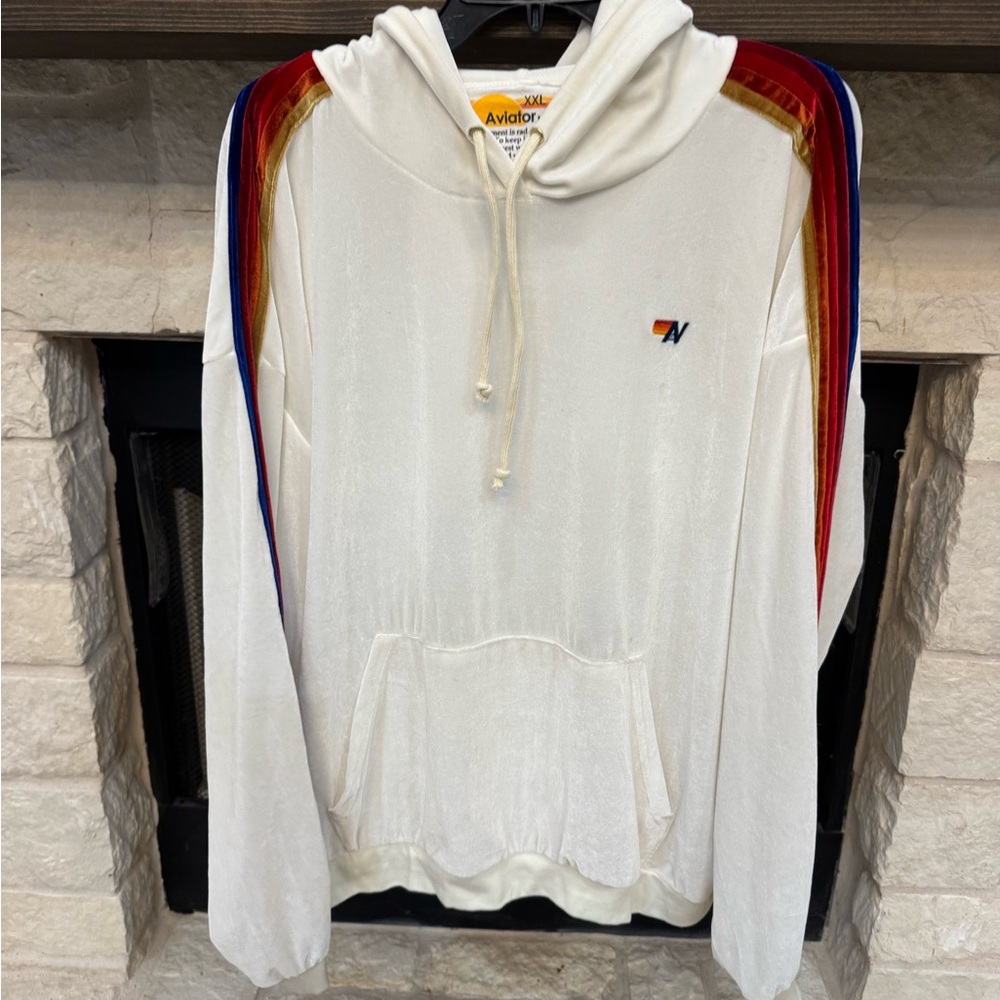 Aviator Nation 5-Stripe Velvet Hoodie - XXL